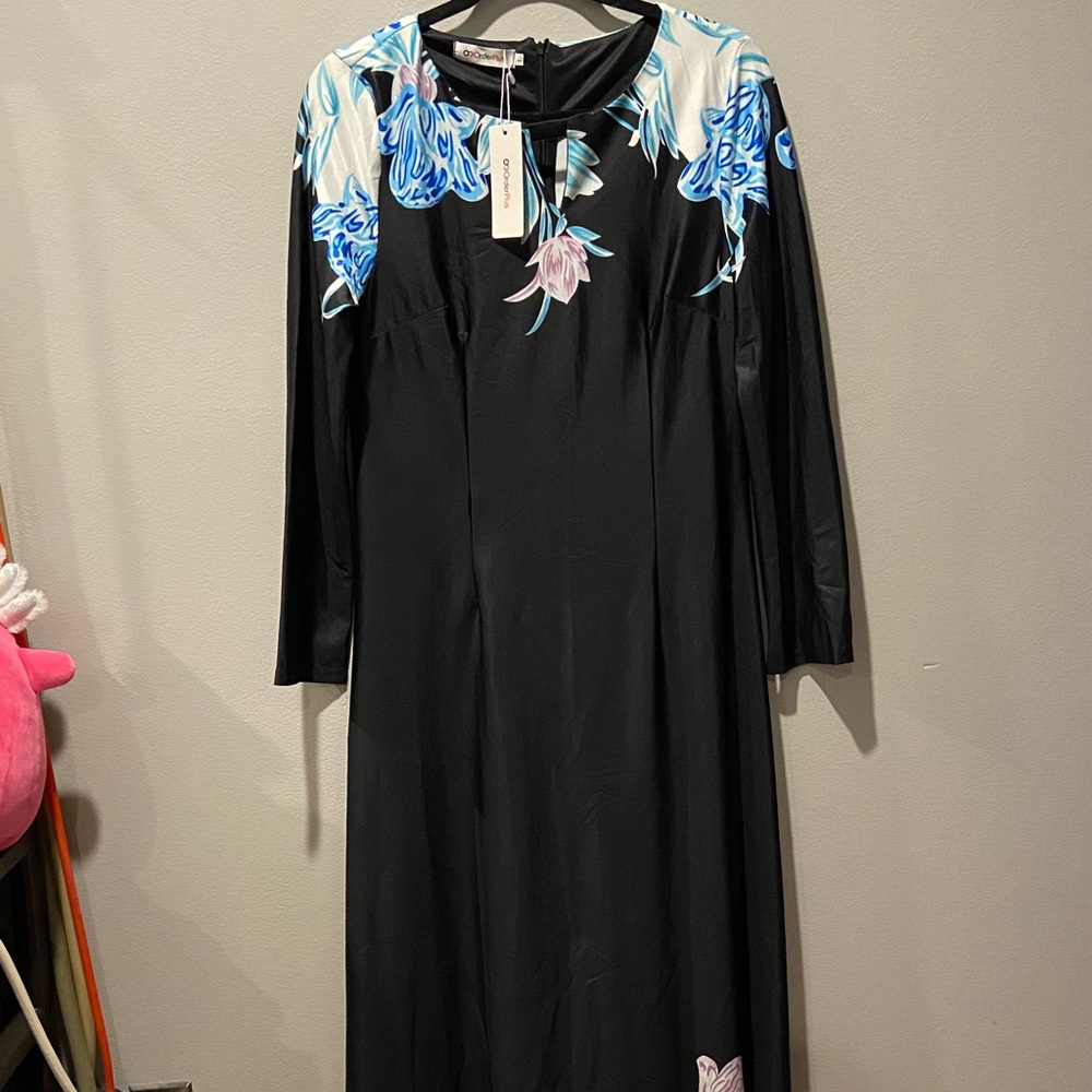 Orderplus Long Sleeves Black Shift Dress VINTAGE